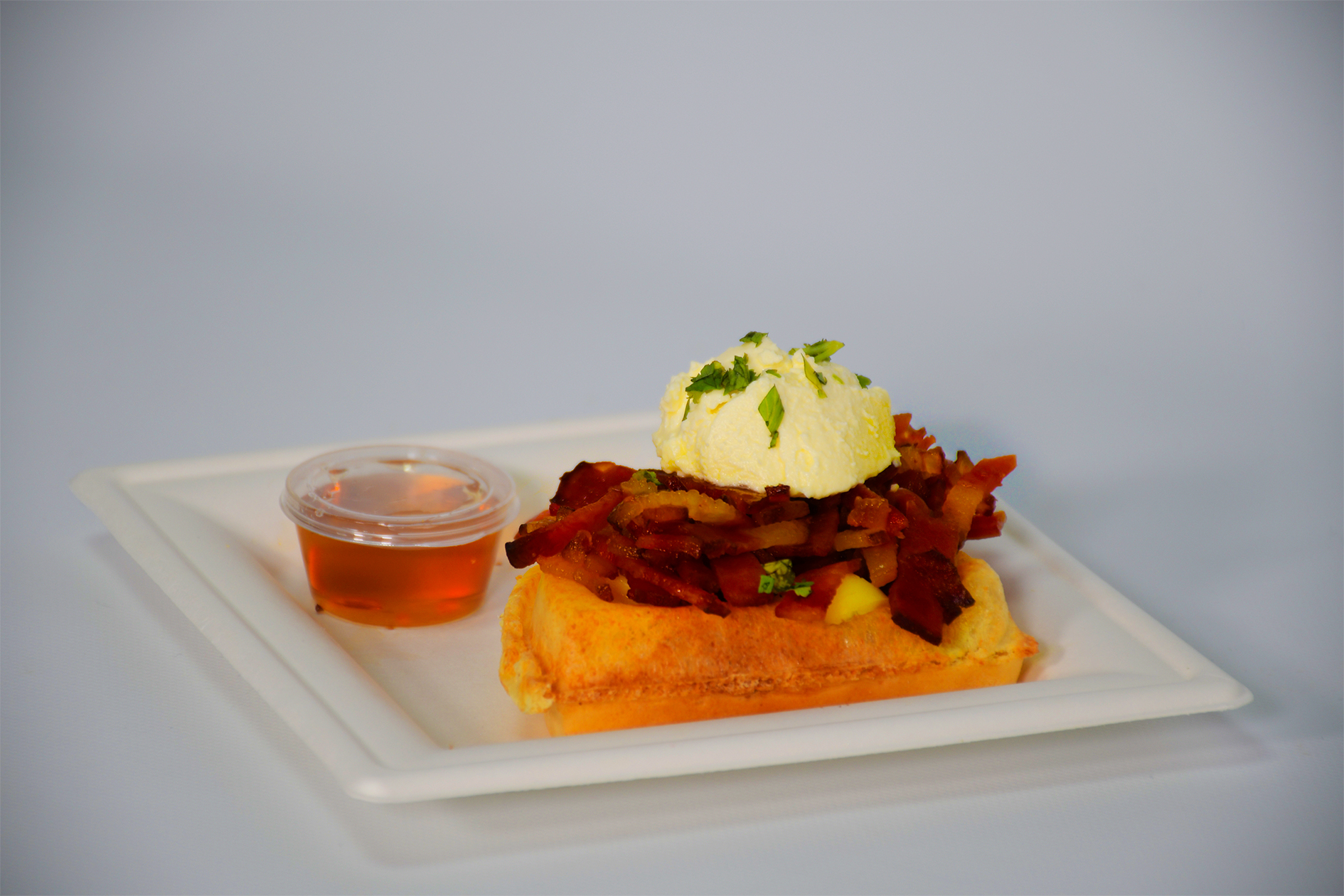 Mini waffle de tocineta