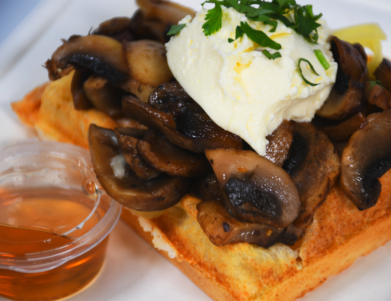 mini waffle champiñones