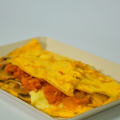 Omelet con champiñon, queso y hogao